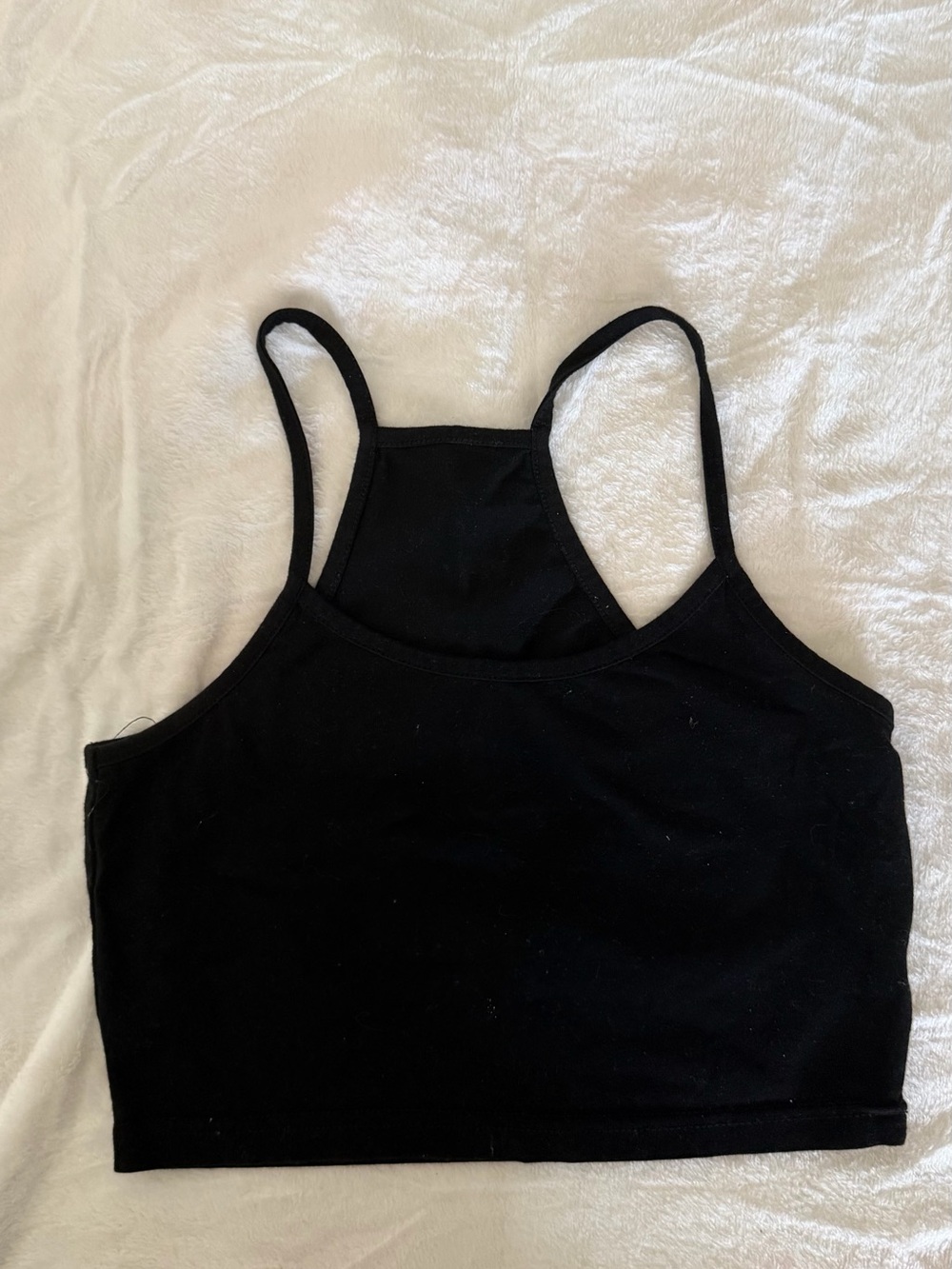 Women's Black Cropped Tank Top with Racerback Straps